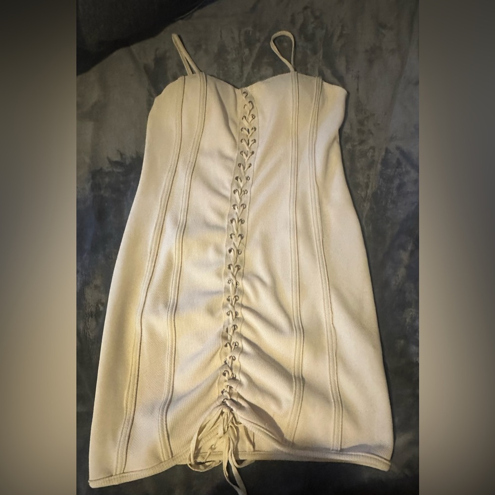 ivory tie up dress size L